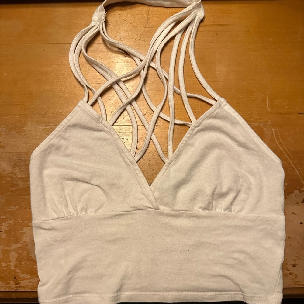 Charlotte Russe White Strappy Halter Top